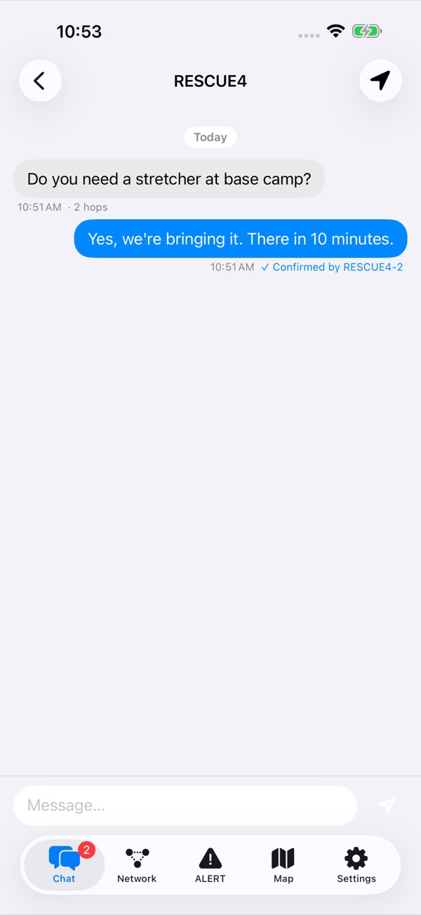 Private chat with delivery confirmation