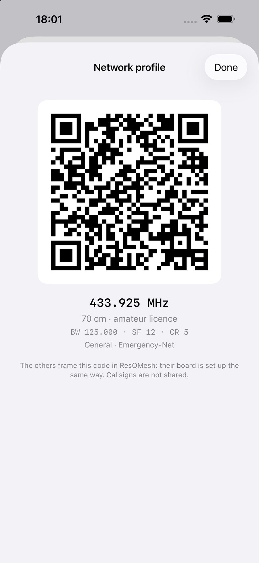 Profilo di rete come codice QR